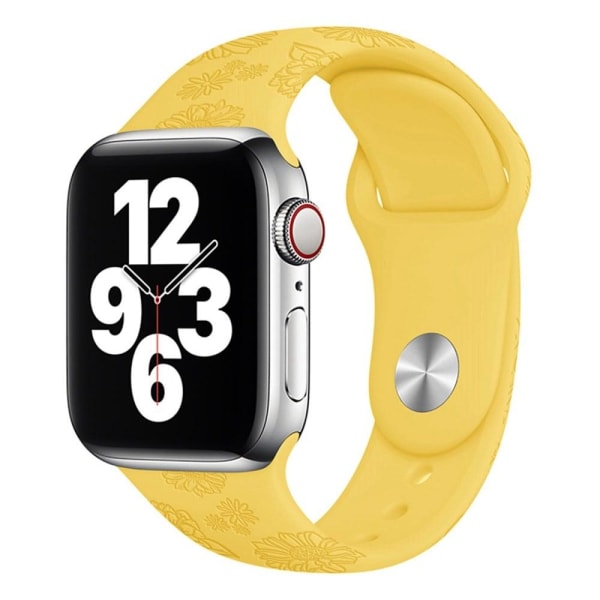 Apple Watch (45mm) yksivärinen kuvioitu silikonikellon hihna - Inkivääri Auringonkukka Yellow