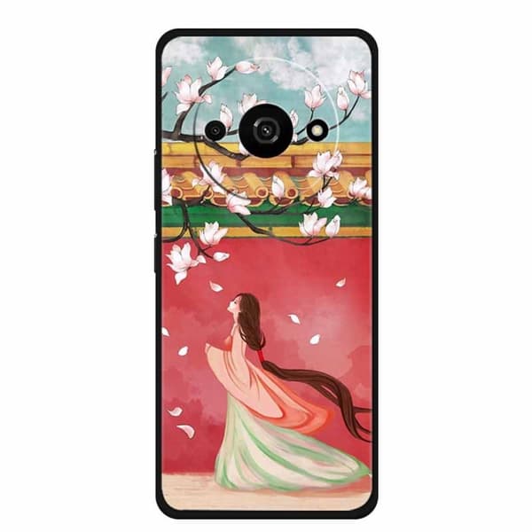 Imagine Xiaomi Redmi A3 / Xiaomi Poco C61 skal - Persikoblommande Dam Röd