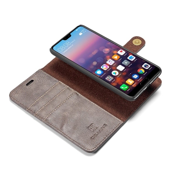 DG.MING Huawei P20 2-in-1 Wallet kotelot - Harmaa Silver grey