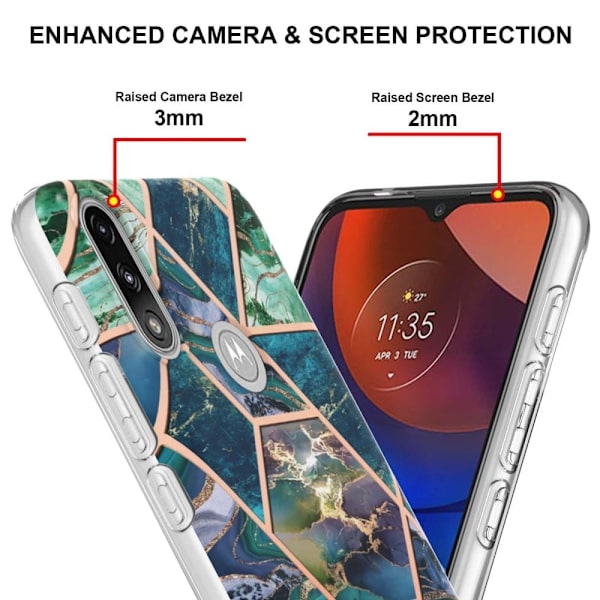 Marble Motorola Moto E7i Power / E7 Power Etui - Blå / Grønn Multicolor