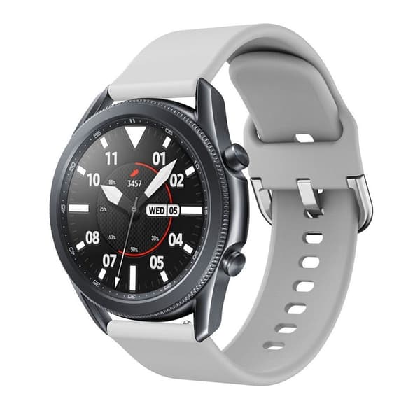Samsung Galaxy Watch 3 (45mm) yksinkertainen silikoninen ranneke - Harmaa Silver grey