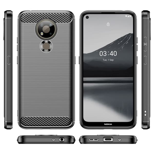 Carbon Flex Etui Nokia 3.4 - Svart Black