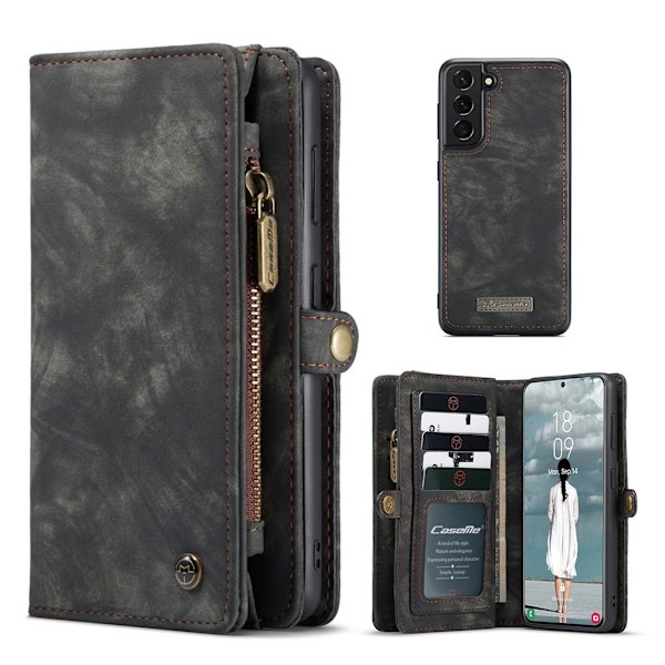 CaseMe Samsung Galaxy S21 FE Zipper Wallet - Sort Black