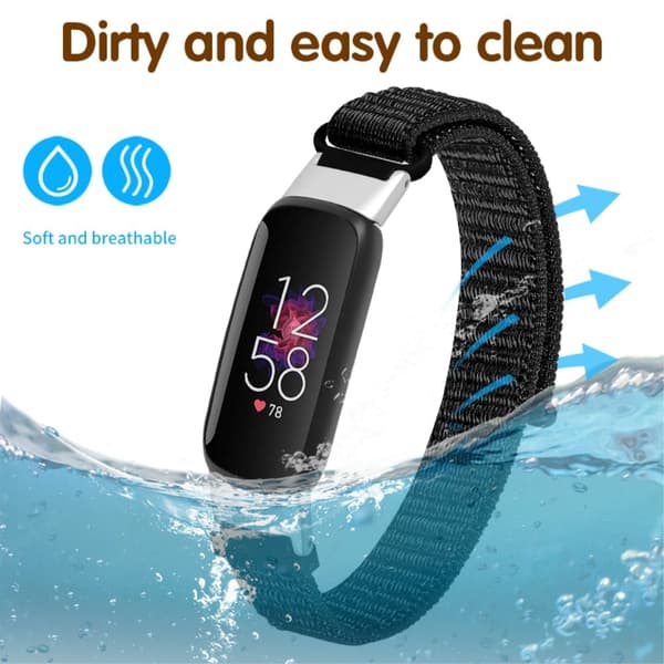 Fitbit Luxe urrem i nylonvævning - Sort Black