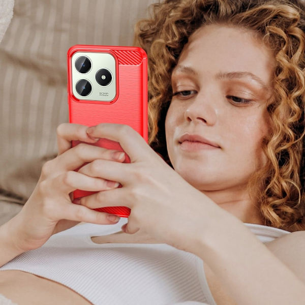 Carbon Flex Realme C61 / Realme C63 cover - Rød Red