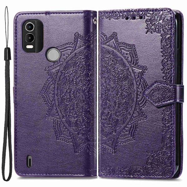 Mandala läder Nokia C21 Plus fodral - Lila Lila