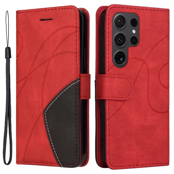 Teksturoitu nahkakotelo hihnalla Samsung Galaxy S24 Ultra - Punainen Red