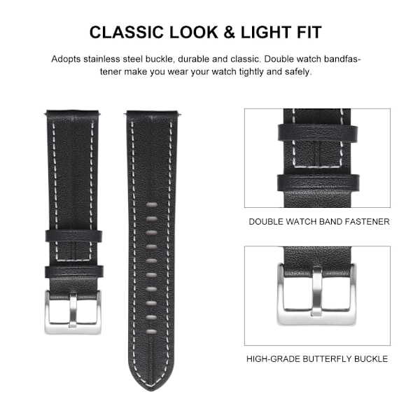 22 mm Universal klockarmband i äkta läder - Kaffe Brun