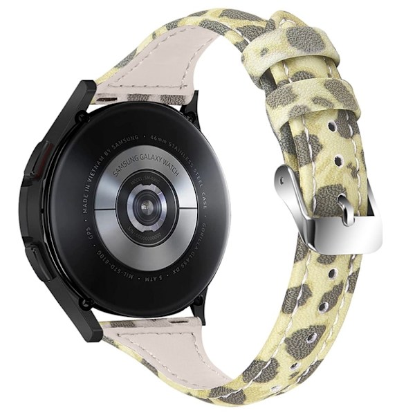 Haylou Solar LS05 / Xiaomi Mi Watch Color coolt klockarmband i äkta läder med leopardstruktur - Militärgrön / Leopard multifärg