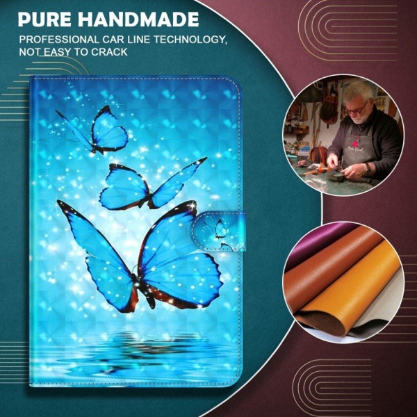 Lenovo Tab M10 pattern leather flip case - Blue Butterfly Blå