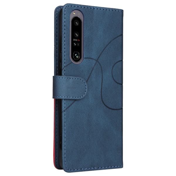 Teksturert læretui med stropp for Sony Xperia 1 IV - Blå Blue