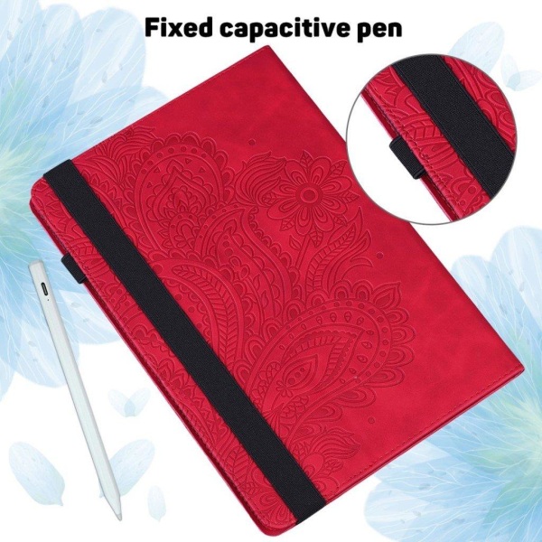 Imprinted flower leather case  for Lenovo Tab M10 FHD Plus - Red Red