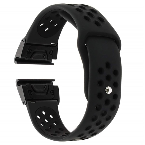 Garmin Fenix 5X 26mm tofarvet silikoneurrem - helt sort Black
