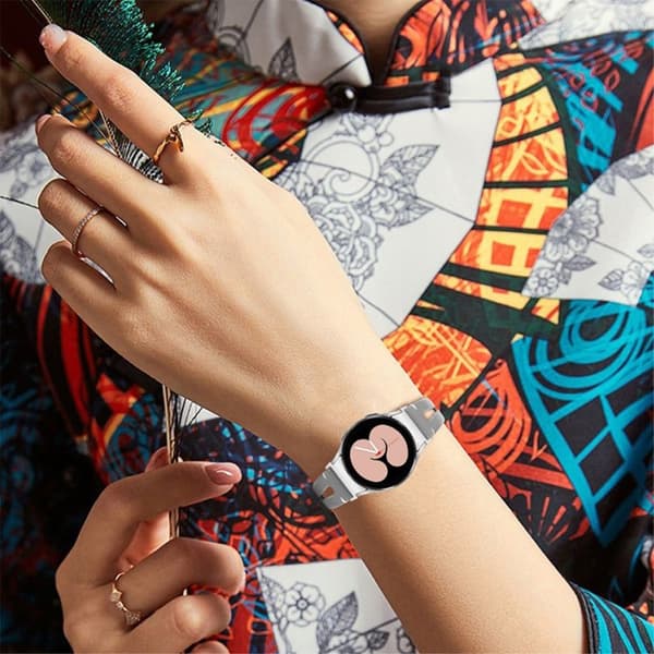 T-formet udhulet urrem i ægte læder til Samsung Galaxy Watch 4 - Grå Silver grey
