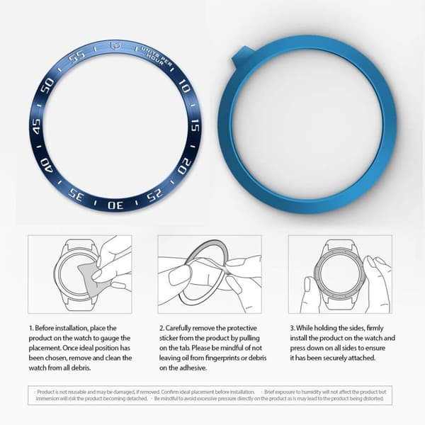 Ramme i rustfritt stål til Samsung Galaxy Watch 3 (45 mm) - Blå Transparent