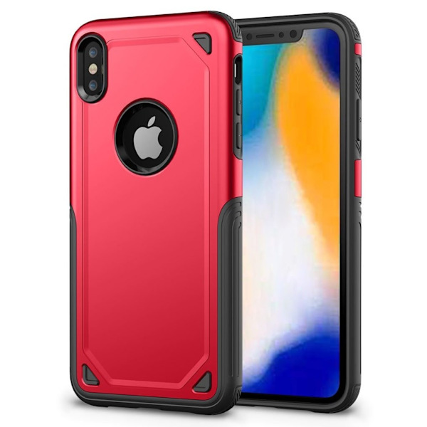 iPhone 9 Plus beskyttelses deksel av hybrid materiale - rød Red
