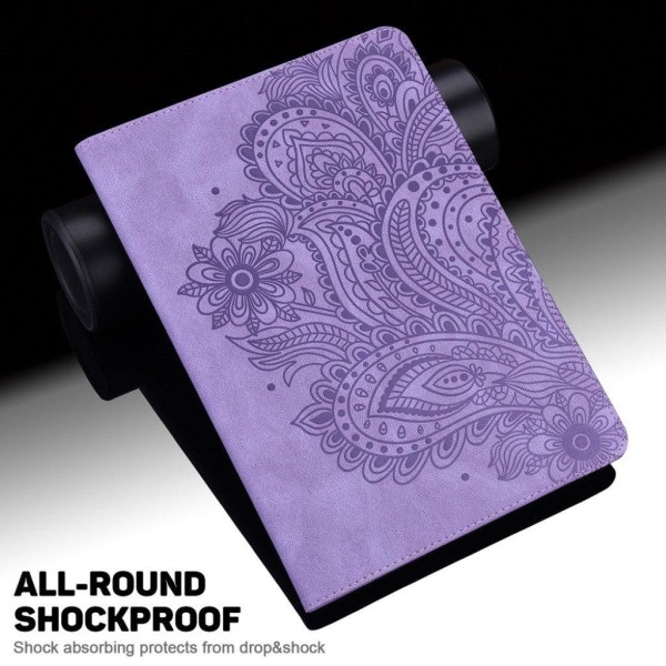 Imprinted Flower Læder Etui til Lenovo Tab M10 FHD Plus - Lilla Purple