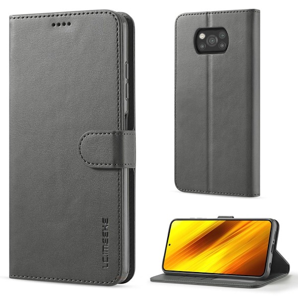 LC.Imeeke läder Xiaomi Poco X3 / Xiaomi Poco X3 NFC fodral - Silver/Grå Silvergrå