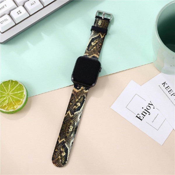 Apple Watch 40mm stylish pattern TPU watch strap - Yellow / Snak Gul