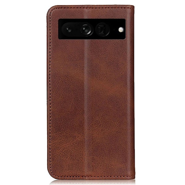 Google Pixel 7 Pro flip etui i ægte læder med pung – Brun Brown