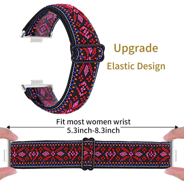 Huawei Watch Fit 3 Nylon Watch Strap Pattern Print Adjustable Elastic Wrist Band - 15# Red