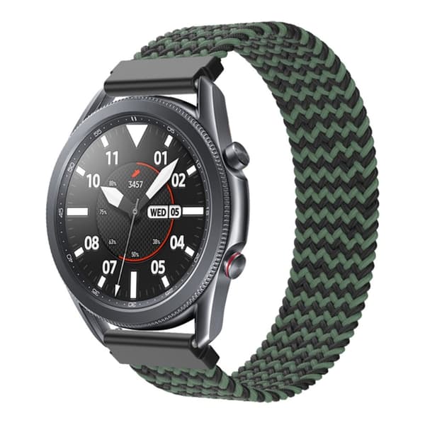 Samsung Galaxy Watch 3 (45 mm) elastisk nylon-urrem - Sort / Grøn Størrelse: Xs Green