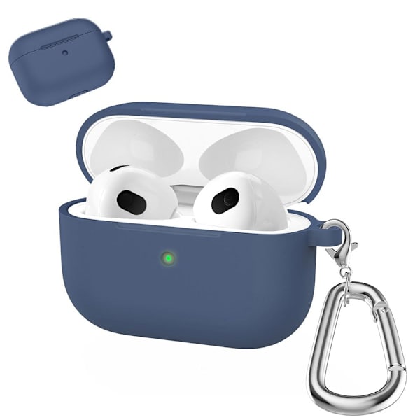 AirPods silikonetui med karabinkrok - Midnattsblå Blue