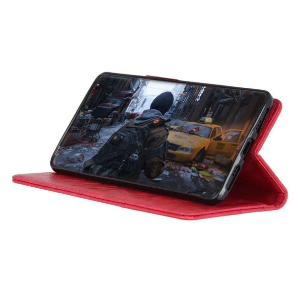 Crazy Horse iPhone Xs Max S-formet læder flip cover - Rød Red