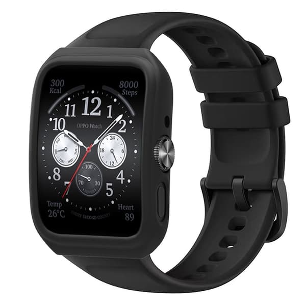 Silikoneurkasse Oppo Watch 3 Pro / Watch 4 Pro ridsefast rammeurcover - Sort Black