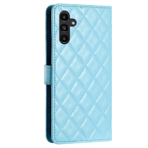 Funktionellt Samsung Galaxy A15 fodral med rombmönster - Blå Blå