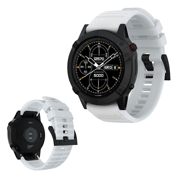 Garmin Fenix 6 / Fenix 5 Plus / Fenix 5 / Forerunner 935 / Quatix 5 / Quatix 5 Sapphire / Approach S60 / Instinct klockarmband i silikon - Vit Vit