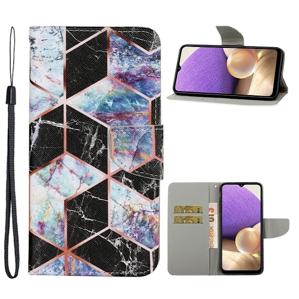 Wonderland Samsung Galaxy A32 Läppäkotelo - Geometric Pattern Multicolor