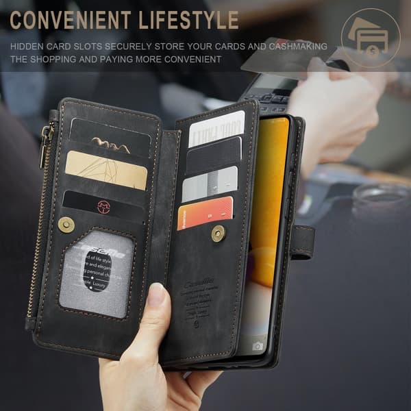 CaseMe Samsung Galaxy A13 4G etui med lynlås og pung - Sort Black