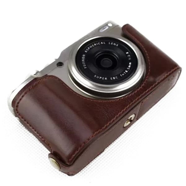 Fuji XF10 læderetui med halv bund - Kaffe Brown