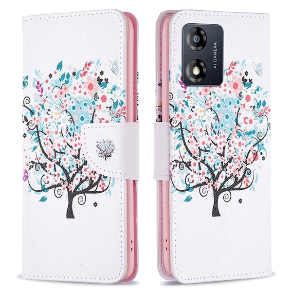 Wonderland Motorola Moto E13 Läppäkotelo - Flower Puu Multicolor