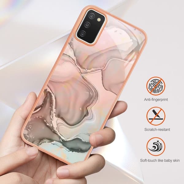 Marble Samsung Galaxy A03s Etui - Rosa Pink