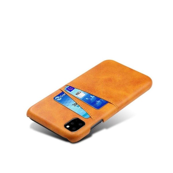 KSQ Etui med to kortpladser iPhone 11 6,1 tommer, vegansk læderbelagt, stødsikkert, slim fit beskyttende telefon cover - Orange Orange