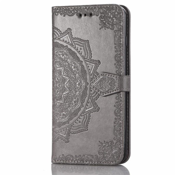 Mandala läder Samsung Galaxy S10 Plus fodral - Silver/Grå Silvergrå