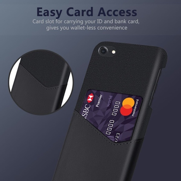 Bofink iPhone SE 2020 Card kuoret - Musta Black