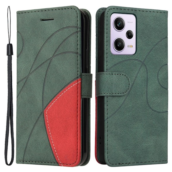 Teksturoitu nahkakotelo hihnalla Xiaomi Poco X5 Pro / Xiaomi Redmi Note 12 Pro / Xiaomi Redmi Note 12 Pro Speed - Vihreä Green