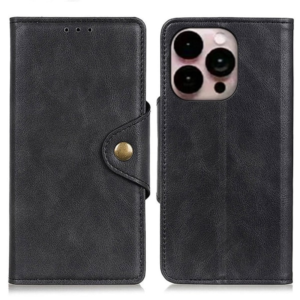Alpha iPhone 14 Pro Max nahkainen läppäkotelo - Musta Black