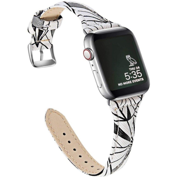 Apple Watch 42mm - 44mm geometrian nahkaranneke - Valkoinen / Harmaa White