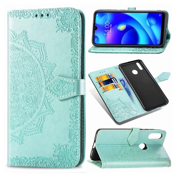 Mandala Xiaomi Redmi Note 7 / Note 7 Pro / Note 7S Flip fodral - Cyan Grön