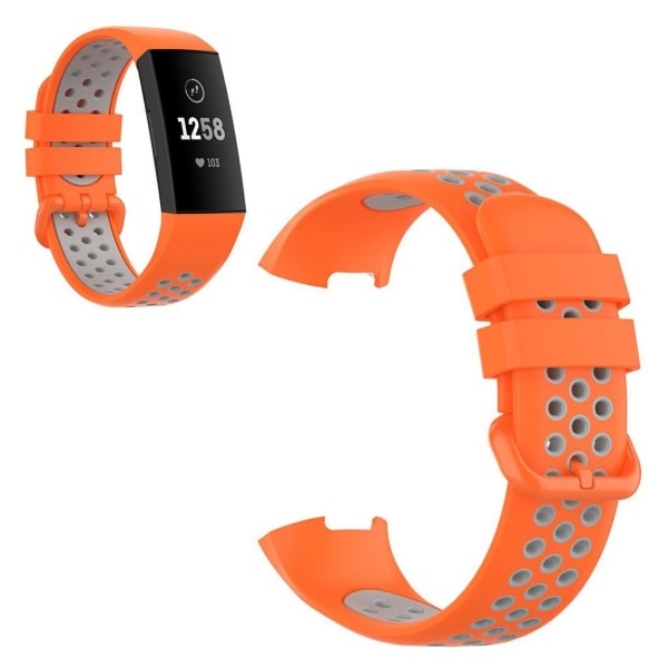 Fitbit Charge 3 / 4 tvåfärgad silikon klockarmband - orange / grå Orange