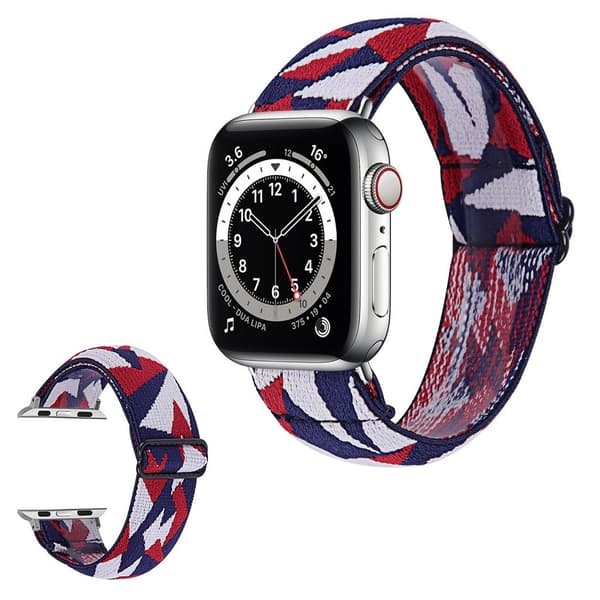 Apple Watch 40mm elastisk urrem med stilfuldt mønster - Fragmenter Af Rød Og Blå Multicolor