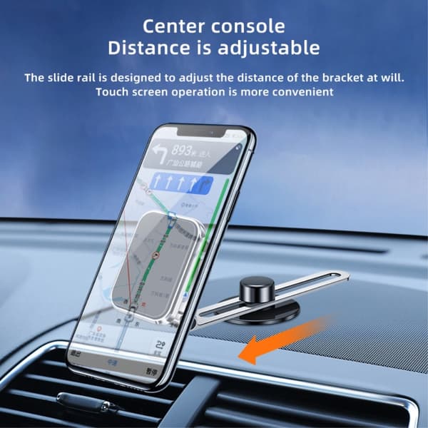 Universal magnetisk biltelefonholder med dobbelt foldning og rotation - Sort Black