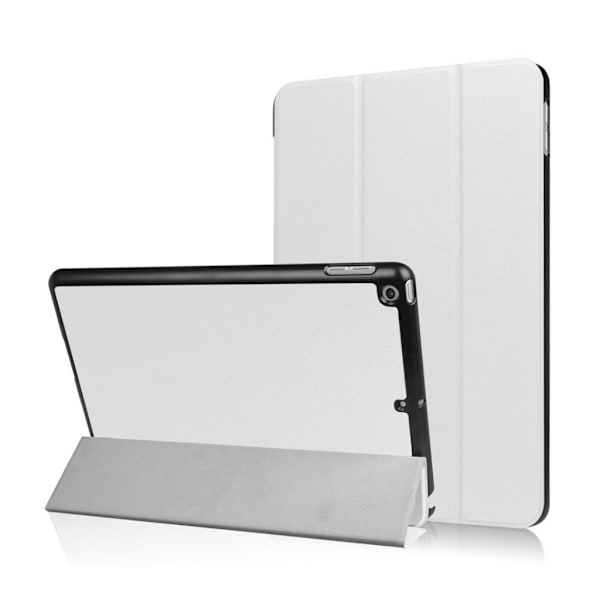 iPad (2017) (9.7") Kolmesti Taittuva Nahkakotelo Standillä - Valkoinen White