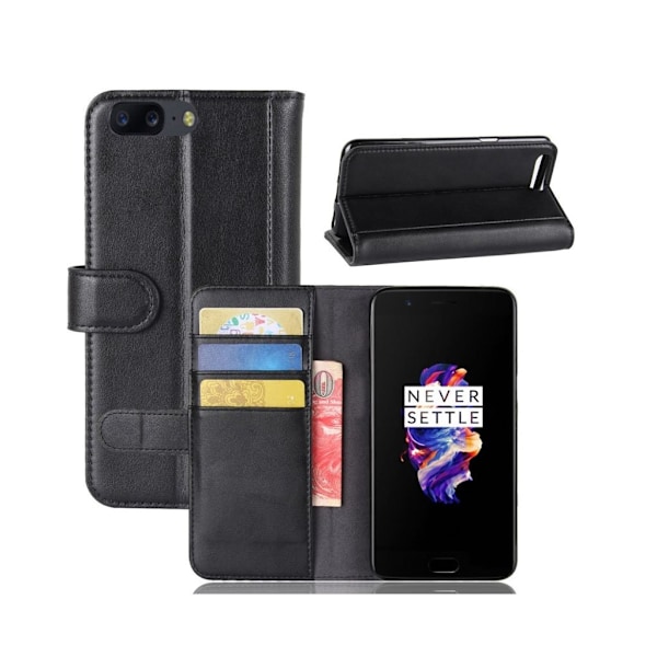 OnePlus 5 Fodral i äkta läder - Svart Svart