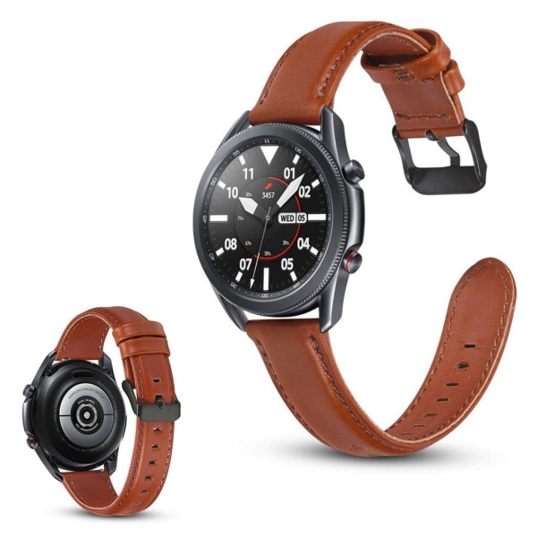 Samsung Galaxy Watch 3 (45mm) äkta läder klockarmband - mörkbrun Brun