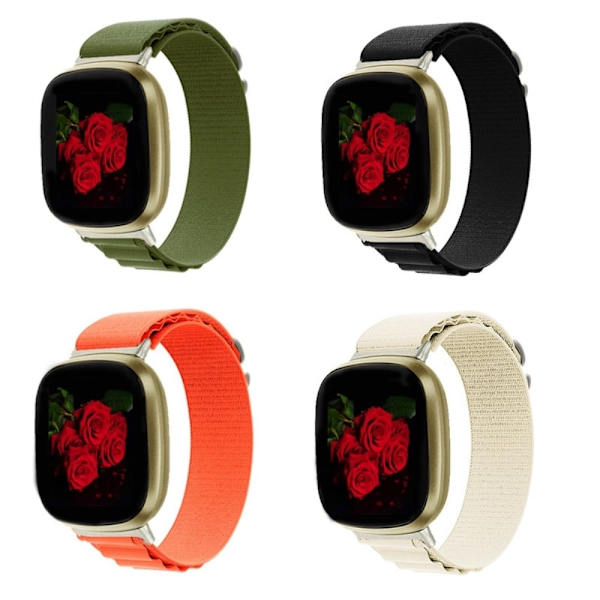 Fitbit Sense / Versa 3 klockarmband i nylon - Beige Vit